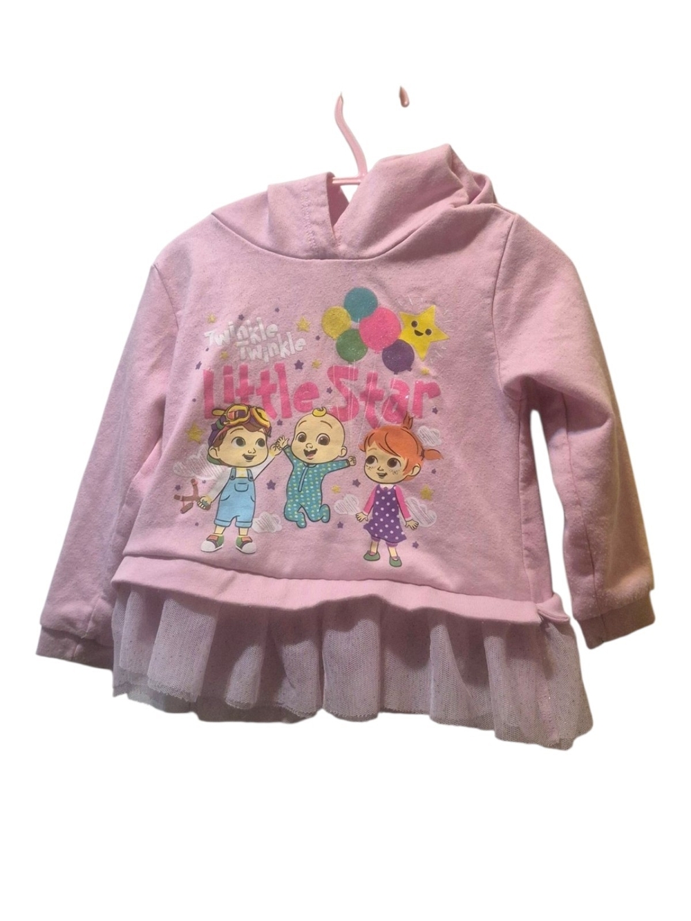 Girls' Pink 'Little Star' Hoodie Dress with Tulle Hem